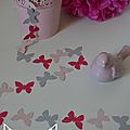 guirlande papillons cousus papier carton gris rose poudré rose fuchsia décoration chambre enfant bébé fille