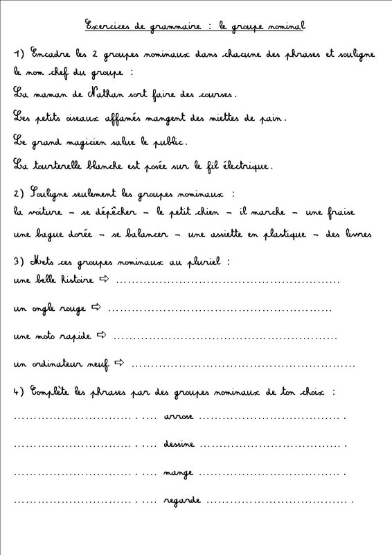 L'accord Dans Le Groupe Nominal Exercices Corrigés GRAM 15 CE1 : le Groupe Nominal - La classe des CE de Villebois