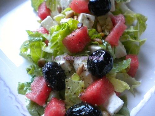 Salade fraicheur, pastèque, feta, etc…5