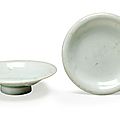 A pair of small Qingbai stem dishes, Song Dynasty (960-1279)