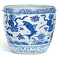 A blue and white 'fish' jar, ming dynasty (1368-1644)
