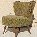 Fauteuil cocktail 50's vert mousse (à restaurer)