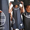 Noir gris chic : la robe trapèze chasuble créateur tissu tartan écossais gris/ noire & prince de galles 