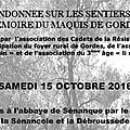 Calendrier-samedi 15 octobre 2016: randonnée sur les sentiers de mémoire du maquis de gordes