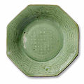 A rare longquan celadon-glazed octogonal dish, ming dynasty (1368-1644)