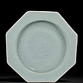 A very rare longquan celadon octagonal dish, southern song dynasty (1127-1279)
