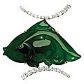 Imperial jade and diamond brooch by david lin jades