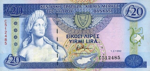 Cyprus-currency-20-Cypriot-pounds-banknote