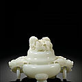 A white jade tripod censer and cover, qing dynasty, 18th century