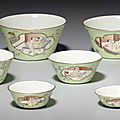 A set of nine famille rose nesting cups, qianlong period (1736-1795) 