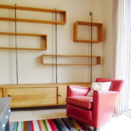 bibliotheque chene massif huile acier loft sur mesure unique