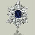 A sapphire and diamond brooch-pendant, by harry winston