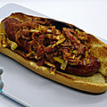 Hot dog montbéliard, jambon, comté