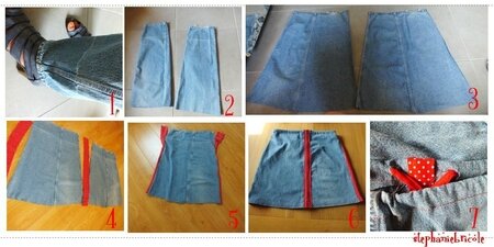 faire une jupe avec un pantalon, idée couture recup, diy reconstructing