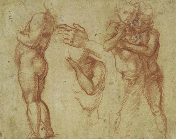 Andrea del Sarto, Studies of Children and of a Left Hand, 1522–26