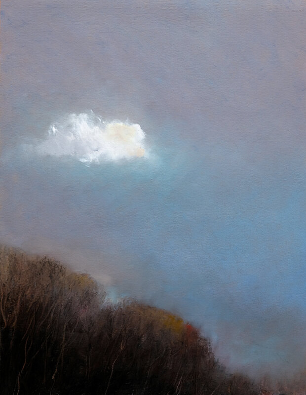 lonely cloud fev 2018, pastel à l'huile, 30 x 39 cm