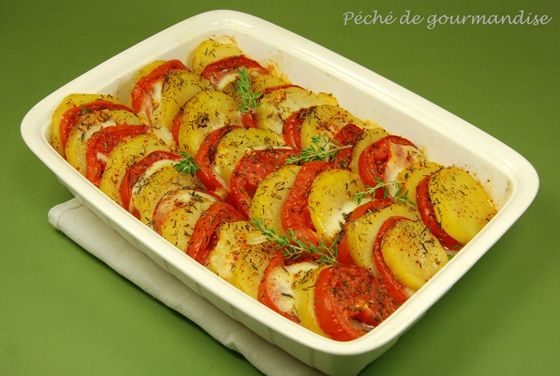 Gratin De Tomates Et Pommes De Terre à La Mozzarelle Et