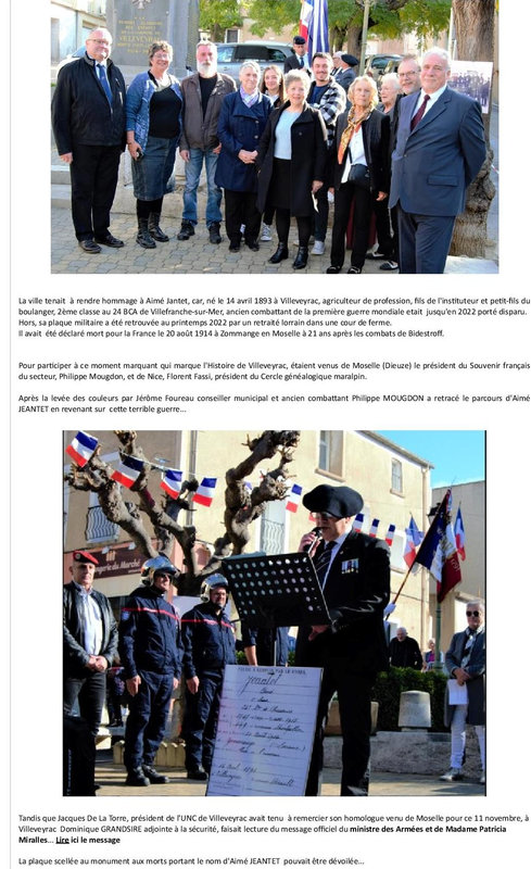 Le 11 novembre à Villeveyrac _ belle participation des enfants et des Villeveyracois avec un hommage à Aimé JEANTET - THAU INFOS _ Le journal du bassin de Thau-2-page-002