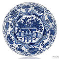 A blue and white 'kraak' porcelain plate, china, wanli period