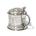 A rare 17th century german, lower saxony silver and parcel-gilt small tankard, maker's mark if in a heart-shaped punch and town 