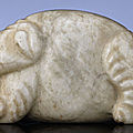 A small grey jade carving of an elephant, late ming dynasty, 16th-17th century