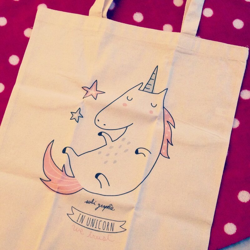 Tote bag Unicorn, Bird on the Wire
