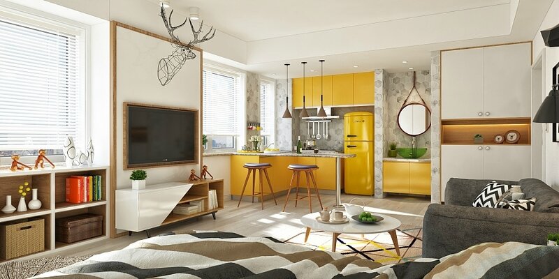 mustard-one-room-design-geometric-multi-colour-rug