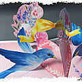 Carte pop-up : les colombes bleues