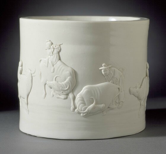 Chen Guozhi (China, active 1821-1861), Brush Pot (Bitong) with Herd Boys and Oxen, China, Qing dynasty, 1858