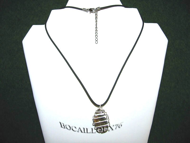 COLLIER PENDENTIF CAGE MAXI OEIL DE TIGRE 9