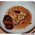 Foie gras poêle, jus de banyuls et quetsches