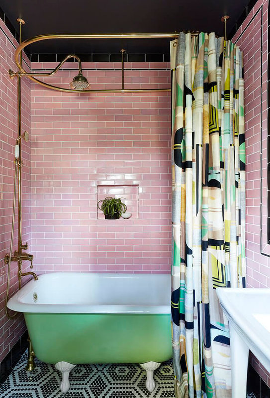 Black-Lacquer-Design-Pink-Tile-Bathroom