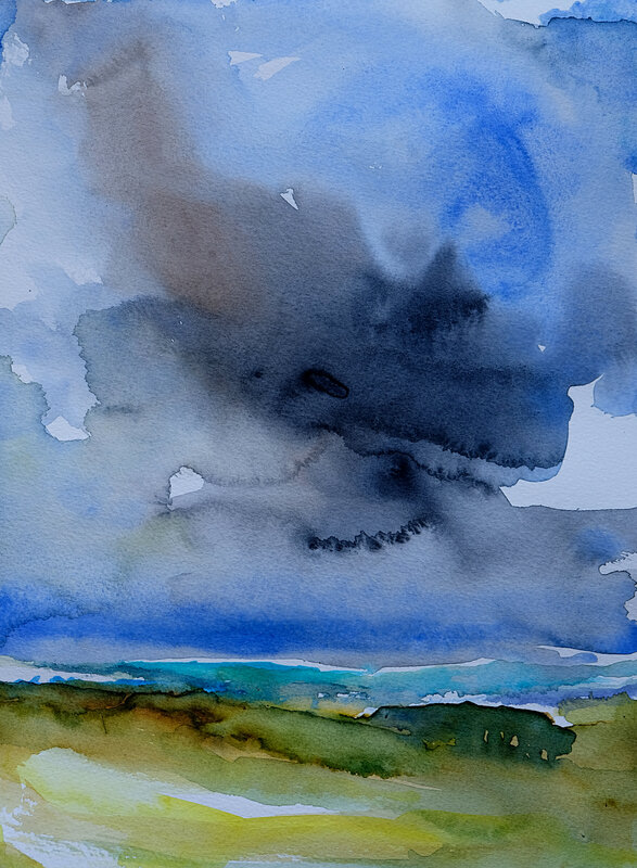brocéliande bleu vert jaune aquarelle mai 2018