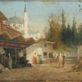 Germain fabius brest (1823 - 1900), echoppes près d'une mosquée, constantinople