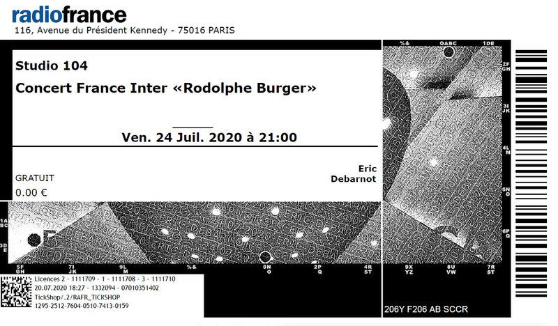 2020 07 24 Rodolphe Burger Studio 104 Billet