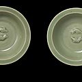 A pair of small longquan celadon 'twin fish' dishes, southern song-yuan dynasty
