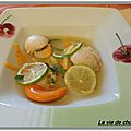 Saint-jacques en nage d'agrume a la coriandre