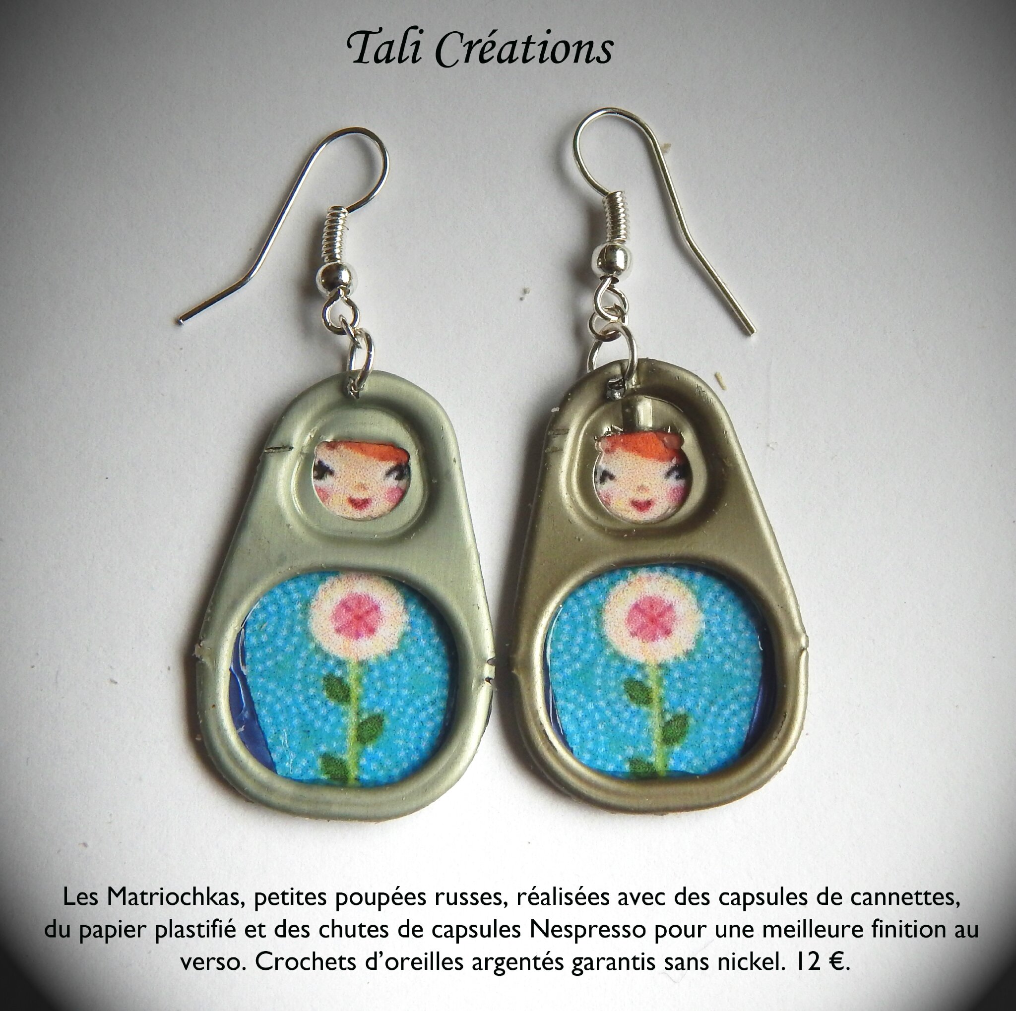 Matriochkas Rousses Robe Bleu Grosse Fleur Rose P Photo