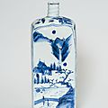 Square Bottle with Landscapes, Ming dynasty (1368-1644), late Wanli period (1578–1620)