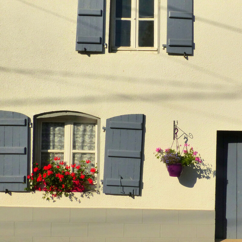 A PORTE FENETRE GRANDE GRILLES VASQUES FLEURS64
