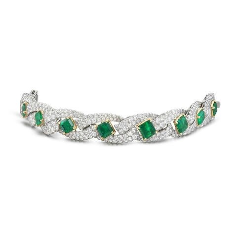 A fine emerald and diamond bracelet, by Cartier, circa 1960