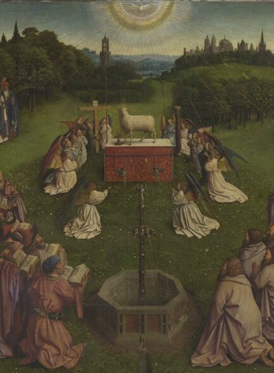 Agneau mystique détail vertical, frères Van Eyck, 1432