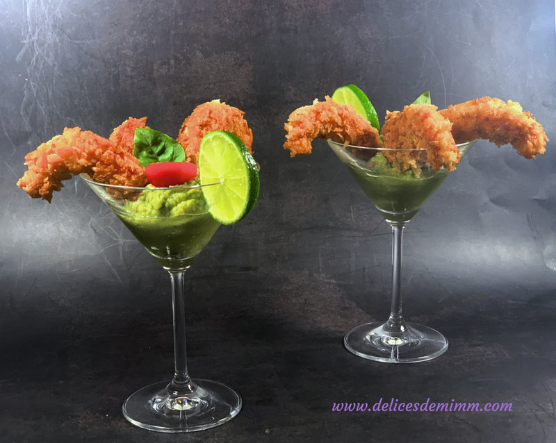 Cocktail de crevettes panées au guacamole 4