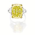 Fine fancy vivid yellow diamond and diamond ring, 