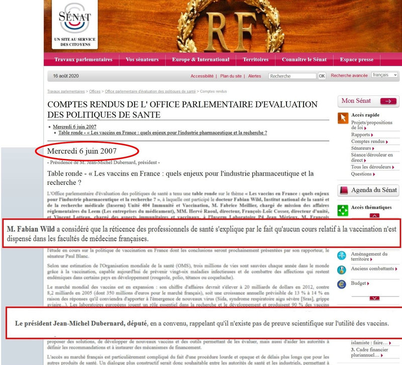rapport du Sénat, juin 2007