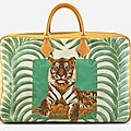 Hermès 60cm vache naturelle & tigre royal linen travel plume bag, 1997