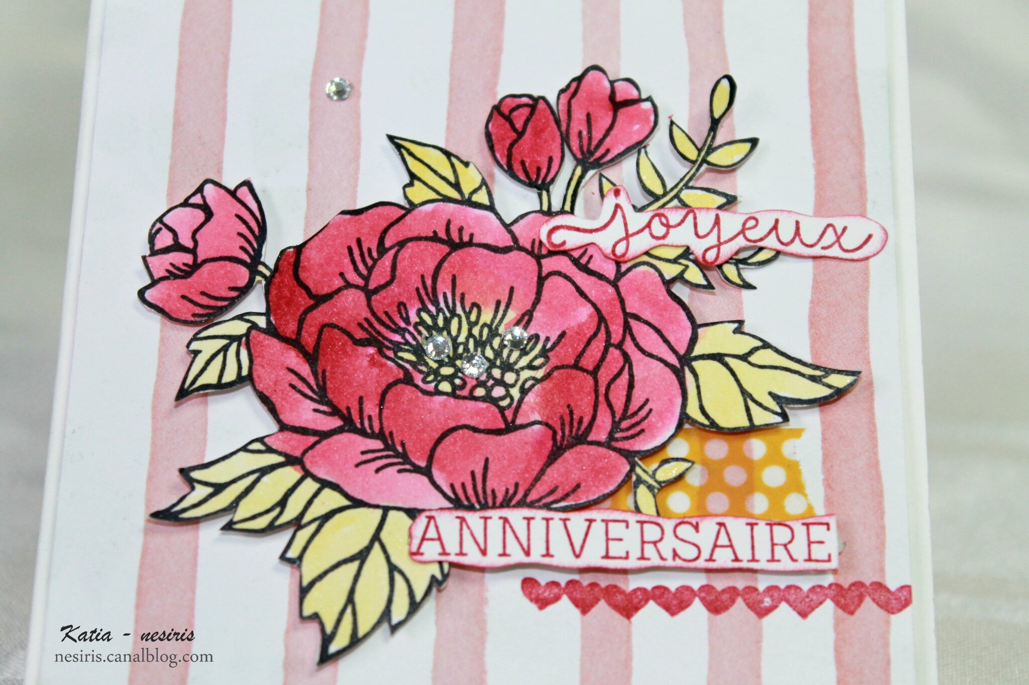 Carte fleurs d'anniversaire2 - Katia Nesiris -Démonstratrice Stampin'up