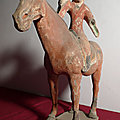 Painted pottery horse-riding figurines, tang dynasty (618-907 ad)