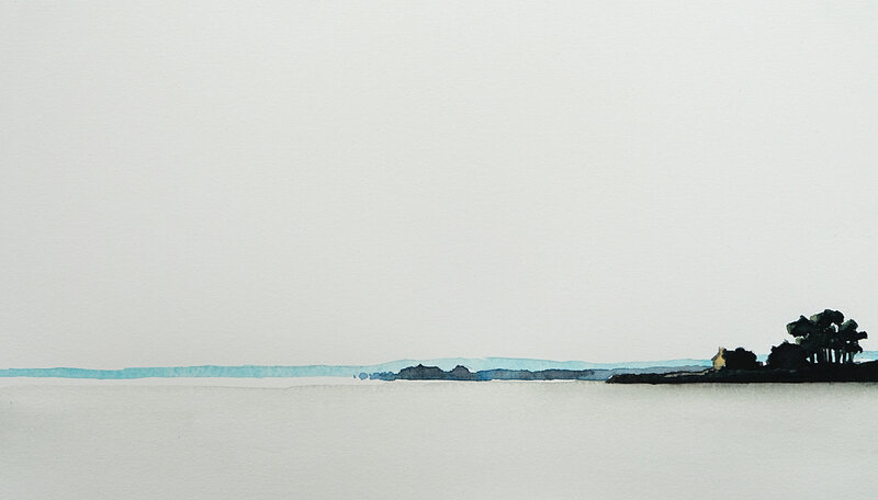 ile quistinic golfe du morbihan aquarelle mai 2018