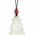 A white jade 'double gourd' pendant, qing dynasty, 18th century